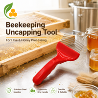 Imkerei-Entdeckelungsgabel mit Rotem Kunststoffgriff und Edelstahlnadel, Honigwaben-Reißer, Bienenstock-Werkzeug für die Bienenzucht