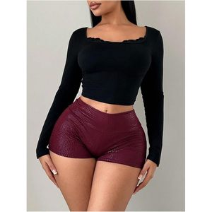 Jupe-short taille haute 100 % polyester pour femme FOXA – Tenue d'été mini rave respirante en satin - Product Image 4