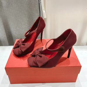 Bow Accent Mary Jane Shoes Low <b>Block</b> Heel Square Toe Ankle Strap Footwear for Office Work Daily Wear Casual Outings Valen - Product Image 1