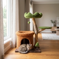 Arbre à chat en bois massif avec tronc en sisal et niche creuse, design minimaliste pour grands chats et propriétaires - Vente en gros