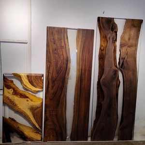 Rắn Walnut tấm gỗ sống cạnh bàn ăn hàng đầu độc đáo công nghiệp mộc mạc chuyển đổi nhà máy bán buôn nhựa Epoxy cho ăn uống - Product Image 3