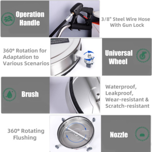 New 20" <b>Surface</b> <b>Cleaner</b> 4 Wheels Dual Handle Stainless Steel - Product Image 4