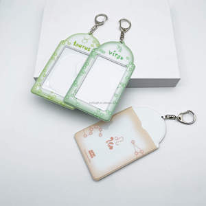 LLavero de tarjetero de foto coreano estilo Kpop personalizado cubierta de PC de PVC de plástico con cierre de <span class=keywords><strong>Clip</strong></span> soporte de PC de vinilo para fotos y llaves - Product Image 1