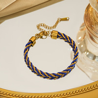 Bracelet en acier inoxydable tressé fait main, motif torsadé, bicolore, coloré, pour femme, bijou de charme