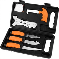 Ensemble de 7 couteaux de chasse Game Processor |   Couteaux à désosser et à éviscérer, couteau à dépecer, scie à os, écarteur de poitrail, étui rigide |
