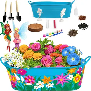 Детские Волшебные феи для выращивания, наборы, металлический цветочный горшок, горшок, садовый травяной стартовый набор, наборы для садоводства, набор для выращивания цветов/
