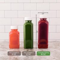 Bouteille en plastique transparente personnalisée avec logo pour jus, eau, boissons, avec bouchon et étiquette, bouteille en plastique jetable pour jus à emporter avec couvercle