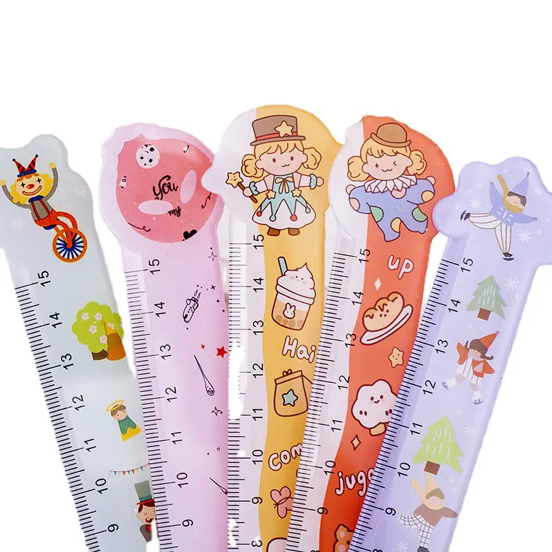 Studente Kawaii colorato righello digitale scala piatta carino 15cm acrilico segnalibro In plastica rettilineo righelli per la scuola ragazza alla rinfusa 2024