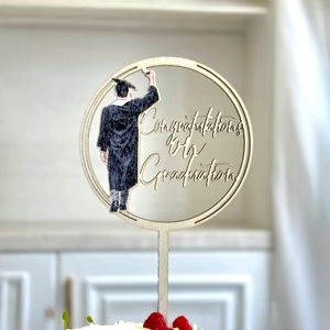 MOYI per torta in acrilico color oro con scritta "Congratulazioni per <span class=keywords><strong>la</strong></span> laurea ideale per feste di laurea a tema uniforme. - Product Image 2