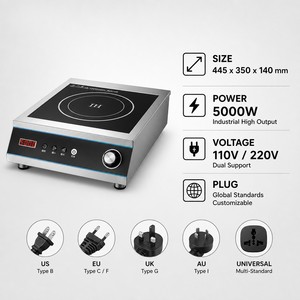 Table de cuisson à induction commerciale 5000W 110V 220V robuste pour restaurant, hot pot et cuisine asiatique professionnelle - Product Image 2