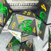 Jeu de dés en métal Dragon Noir Argenté, polyédriques, émaillés rouge, vert, bleu, pour RPG, D&D, jeux de rôle sur table, Pathfinder