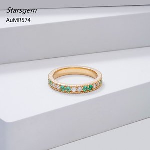 Starsgem 14K Gold Eternity Band <b>Ring</b> With Lab Gemstone And Moissanite Stone Wedding Band Gold <b>Ring</b> - Product Image 1