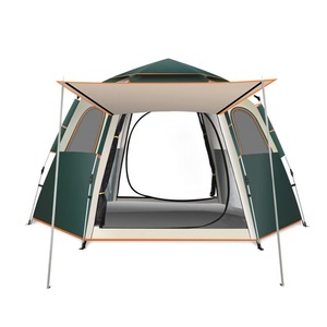 Outdoor Automatic Camping <b>Tent</b> 3-4 Person <b>Hexagonal</b> Beach <b>Tent</b> Single Layer Dark Green Sky Blue 215x215x142cm Waterproof - Product Image 1