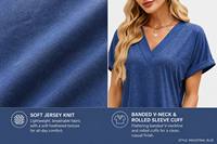Robe T-shirt d'été personnalisée à manches courtes et col en V respirante pour femme, en jersey tricoté décontracté, avec encolure à bordure et poignets retroussés, disponible en plus de 5 couleurs