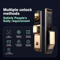 Kunci Pintu Pintar Otomatis Penuh dengan Pengenalan Sidik Jari WiFi TUYA, Kata Sandi, Kartu Gesek, Pengenalan Wajah 3D, dan Interkom Video