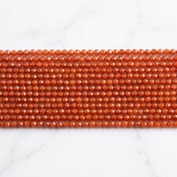 Perles rondes micro-facettées brillantes en cornaline de qualité AAA de 2 mm pour la fabrication de bijoux, perles en vrac en agate rouge naturelle