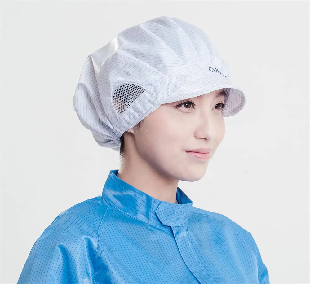 Özelleştirilmiş kullanımlık adam kadın fabrika elastik işçi şapka anti statik kap