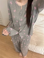 Ensembles de vêtements de nuit automne pantalons à manches longues pyjamas femmes Cardigan décontracté Simple confortable glace fil de soie ensemble pyjamas