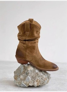 <span class=keywords><strong>Stivali</strong></span> da <span class=keywords><strong>Cowboy</strong></span> Occidentali alla Moda per Donna, Stile Casual in Camoscio con Tacco Alto e Punta Affusolata, Design alla Caviglia - Product Image 3