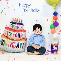 Décorations de gâteau d'anniversaire en plastique, ballons d'âge, aménagement de scène de fête, toile de fond numérique, accessoires de photographie créatifs pour créer une ambiance