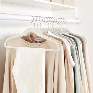 Wholesale Hot Sale Beige Velvet Single Tier Non Slip 30cm Kids Flocking <b>Hangers</b> for Wardrobe or Clothing Stores - Product Image 2