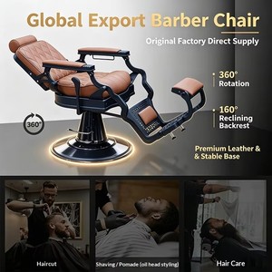Sillón de Barbería de Cuero Sintético, Diseño Industrial, Altura Ajustable, Bomba Hidráulica, Base Redonda, Muebles de Salón, Uso Comercial - Product Image 2