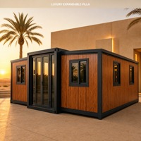 Villa de luxe en conteneur extensible de 20 pieds, maison préfabriquée pliable, structure en acier, panneaux en bois, maison mobile pour station balnéaire dans le désert
