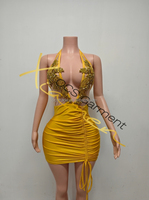 Ocstrade robe d'anniversaire courte bling doré à strass vente en gros robes de club de luxe sexy à cordon de serrage grande taille pour femmes vêtements