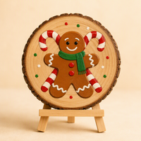 Kit de peinture sur tranches de bois pré-imprimées et numérotées, motif de Noël, fournitures d'art et d'artisanat faites à la main pour enfants et adultes, artisanat en bois