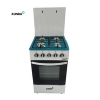 Cuisinière à Gaz Professionnelle Xunda 50x50 cm avec Four Combiné, 4 Brûleurs et Gril