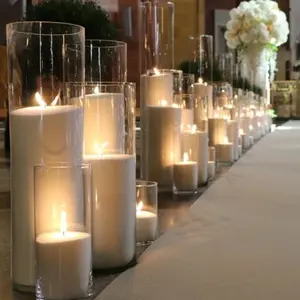PUSISON-CERA de arena granulada personalizada, vela blanca y negra para boda