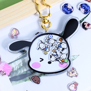 Wholesale Custom Acrylic Shaker Key Chain Kpop Anime Keyrings Plastic Holographic Cartoon Charms