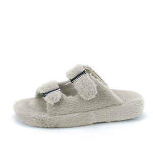 Personalizzato inverno caldo Fuzzy fibbia regolabile casa Vegan pelliccia diapositive imitato pelliccia di <span class=keywords><strong>visone</strong></span> pantofole per le donne - Product Image 4