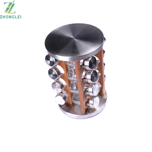 Design unico Acacia Legno Controsoffitto Spice Rack Torre Organizzatore Rotante Spice Rack di Rotazione In Piedi Cremagliera Mensola Del Supporto - Product Image 5