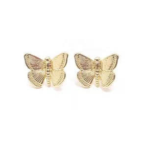 可憐な蝶のスタッドイヤリングゴールド卸売925スターリングシルバー女性のジルコンスタッドピアスと3Dプリンター18k