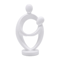 Sculpture Abstraite Familiale Moderne en Résine Dorée et Blanche Weivista, Décoration d'Intérieur
