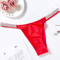 VS Secret Style Sexy Water Rhinestone Inner Hip String Briefs pour dames Couleur unie Taille basse en nylon pour le commerce extérieur