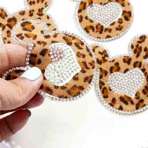 แผ่นปะรูปหัวหนูลายเสือดาวน่ารัก ประดับด้วยเพชรเทียม รีดติดได้ สำหรับตกแต่งรองเท้า กระเป๋า เสื้อผ้า หมวก - Product Image 5