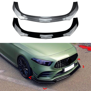Mercedes-Benz A-Class W177 2019-2022 Front Lip Splitter Piano Black Carbon Fiber Texture PP Material - Product Image 4