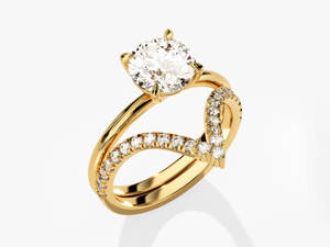 14พันทองโค้งเพชรวงเจ้าสาวชุดที่ไม่ซ้ํากันวินเทจเพชรแต่งงานแหวนโซลิแทร์สําหรับสตรี - Product Image 5