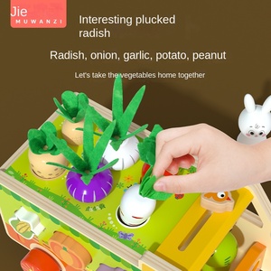 Juguete educativo de madera personalizado para niños pequeños, rompecabezas de coche a juego de animales, juego de gusano de captura de rábano para niños en edad preescolar - Product Image 3