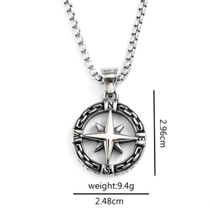 Stainless Steel Compass Pendant Necklace <b>Star</b> Shape Geometric <b>Design</b> Unisex Fashion Jewelry For Clothing Matching - Product Image 5