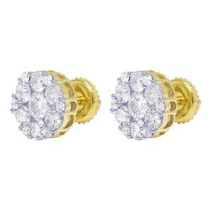 Elegant <b>Silver</b> Flower Design Earrings with Lab Grown Diamonds Stylish 10K Gold Inspired Jewelry for Brides and Parties - Product Image 1