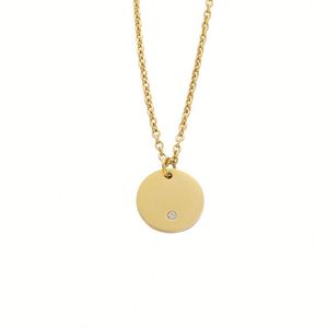 Personalized Circle Coin Blank 18K Gold Initial Plated Tags With Diamond <b>Silver</b> Mini Disc Charm <b>Choker</b> Necklace Stainless Steel - Product Image 1