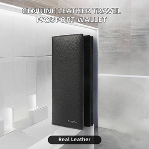 Luxury Travel Wallet Ticket <b>Passport</b> <b>Holder</b> <b>Personalised</b> Multiple Card Slots Genuine Leather RFID Long Open Closure - Product Image 2