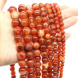 Natural Red Striped Banded <strong>Agate</strong> Energy Stone Healing Power for Jewelry Making DIY Round Loose <strong>Bead</strong> - Product Image 1