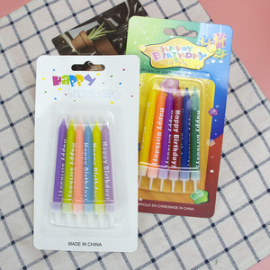 卸売マカロンカラープリント誕生日キャンドル、創造的なプリント文字入りハッピーバースデーキャンドル（台座付き） - Product Image 6