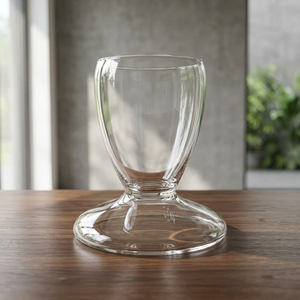 Modern Clear Glass Round Pedestal Tabletop Vase Handmade Flower Vessel for Living Room Dining <b>Table</b> <b>Decor</b> - Product Image 2
