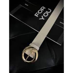 Cinturón para mujer Fiori con hebilla redonda dorada en forma de D, estilo casual de cuero PU para uso diario - Product Image 3