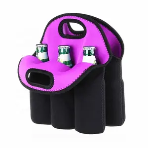 Custom Logo 6 Pack Neoprene Beer Bottle Sleeve Carrier Insulated Beer Cooler Holder Beer Can Cooler Bag